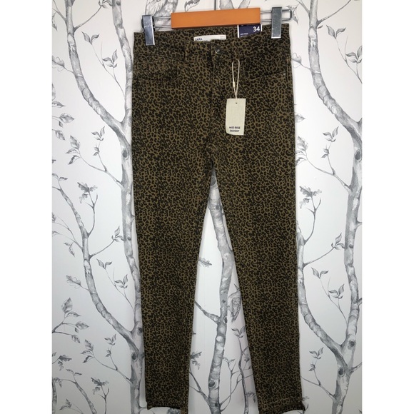 ZARA Animal Print Mid Rise Skinny Jeans SIZE 2 - Picture 4 of 5